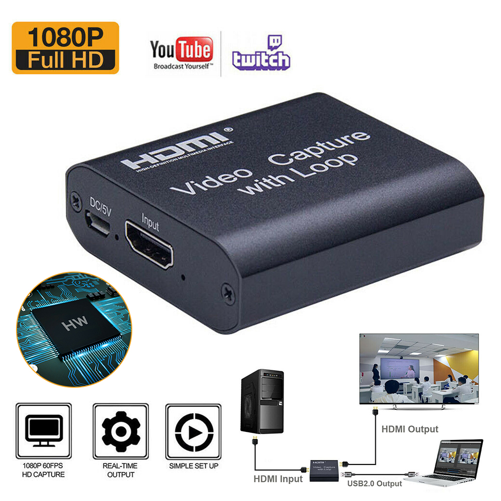 [100%ของแท้]Ziqqucu การ์ดจับภาพวิดีโอ 4K USB ไปยังการ์ดจับภาพวิดีโอ HD HDMI รองรับหน้าจอ 4K * 2K