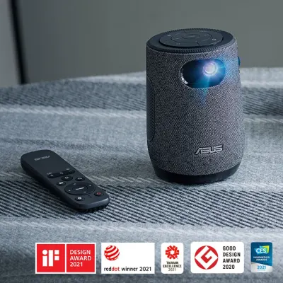 ASUS ZenBeam Latte L1 Portable LED MiniSmart Wi-Fi Projector 300Lumens, Native 720PHD, Harman Kardon 10W Bluetooth Speaker, 3-Hour Video Playback, Wireless Projection, HDMI, Remote Control, AptoideTV