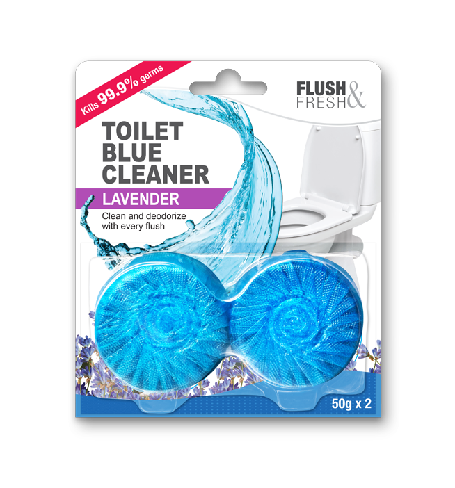Flush&Fresh Toilet Blue Cleaner ก้อนทำความสะอาดโถสุขภัณฑ์ กลิ่นลาเวนเดอร์ ขนาด 50 กรัม ( 2x50 กรัม)