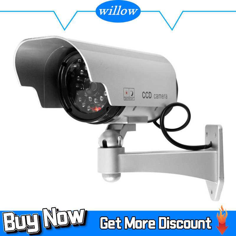 WLLW [Buy 1 Get 1 Free]CCTV Camera การเฝ้าระวังความปลอดภัยพลังงานแสงอาทิตย์กระพริบ LED สีแดงกล้องวงจรปิดกลางแจ้ง Dummy Night View Waterproof