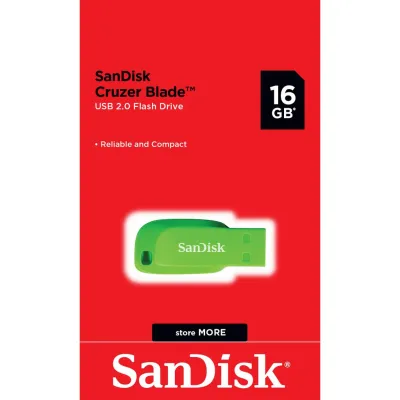 SanDisk CRUZER BLADE USB แฟลชไดร์ฟ 16GB Green USB2.0 (SDCZ50C_016G_B35GE)