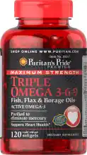 ภาพขนาดย่อของภาพหน้าปกสินค้าPn Maximum Strength Triple Omega 3-6-9 Fish, Flax And Borage Oils / 120 Softgels น้ำมันปลา จากร้าน nanabeaop บน Lazada