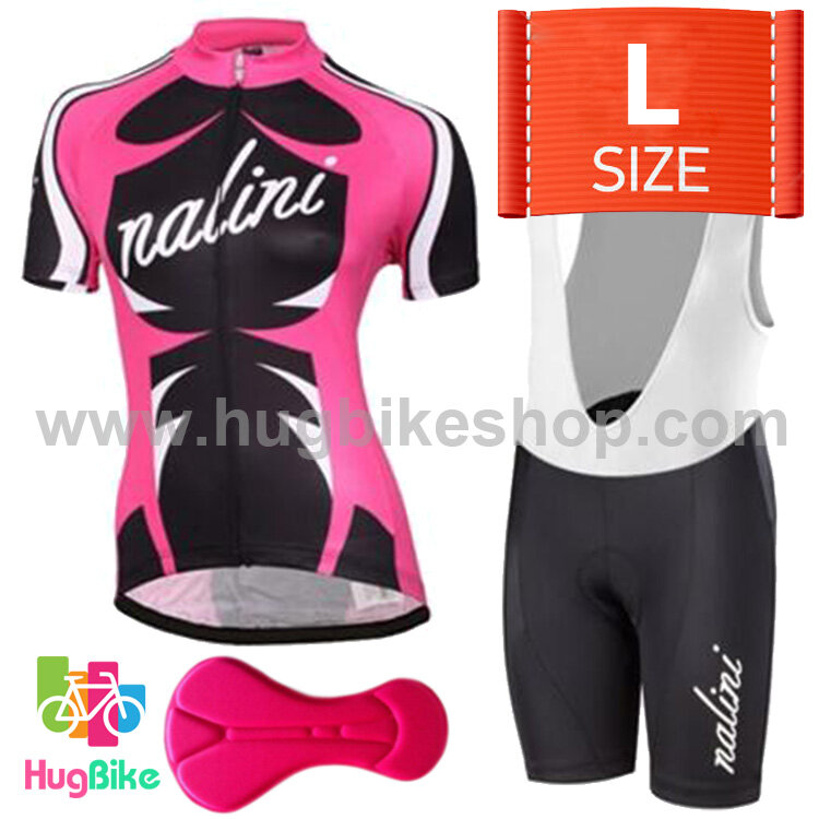 ชุดจักรยานผู้หญิงแขนสั้นขาสั้น Nalini 17 (06) สีดำชมพูขาว กางเกงเอี๊ยม