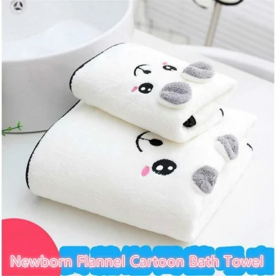 Newborn Baby Blanket Infant Bebe Cartoon Bear Flannel Bath Towel For Kids Baby Soft Absorbent Breathable Cute Baby Accessories