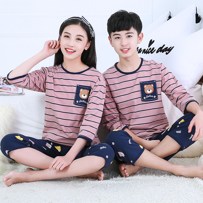 Children's pajamas, boys' spring and autumn long sleeve cotton suit, girls' baby cartoon, big boys' household clothes