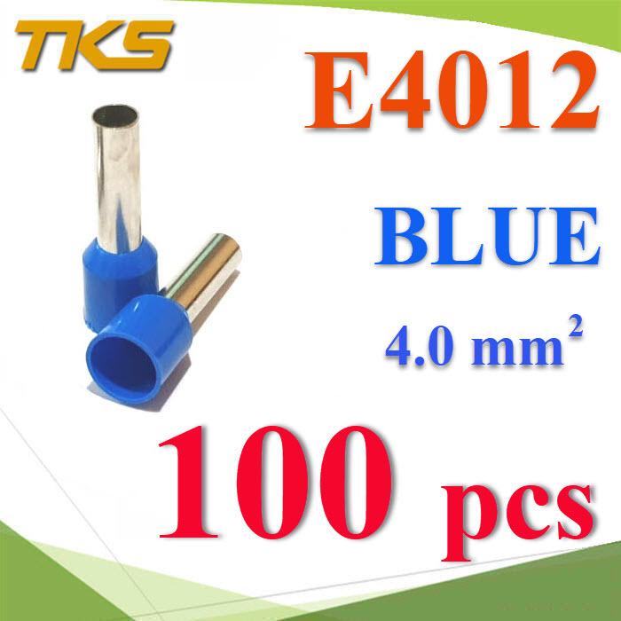 หางปลากลม คอร์ดเอ็น แบบมีฉนวน สำหรับสายไฟ ขนาด 4.0 Sq.mm (สีน้ำเงิน แพค 100 ชิ้น) รุ่น E4012-BLUE