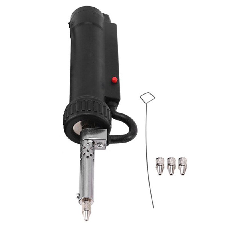 US Plug,Desoldering Machine Automatic Portable Electric Solder Tin Sucker Vacuum Soldering Remove Pump with 3 Nozzle