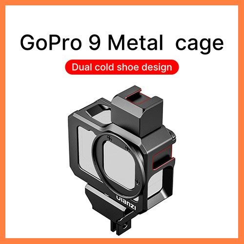 Pinkegg GoPro Hero 9 เคสอลูมิเนียม ULANZI G9-5 Double Cold Shoes Vlog Metal Cage Case ราคาถูกที่สุด