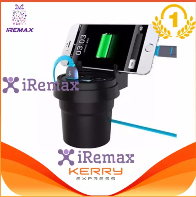 iremax ช่องเสียบที่จุดบุหรี่ USB 5V/3.1A มาพร้อมจอแสดงผลวัดโวลต์ DC 12-24V 150W - สีดำ