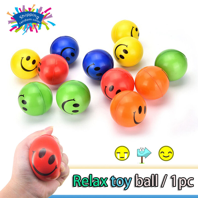 12pcs ลูกบอลของเล่น บอลนวดมือ ลูกบอลนวด บอลหน้ายิ้ม บอลบริหารมือ สีสุ่ม Hand Exercise Balls Toy ball massage balls PU