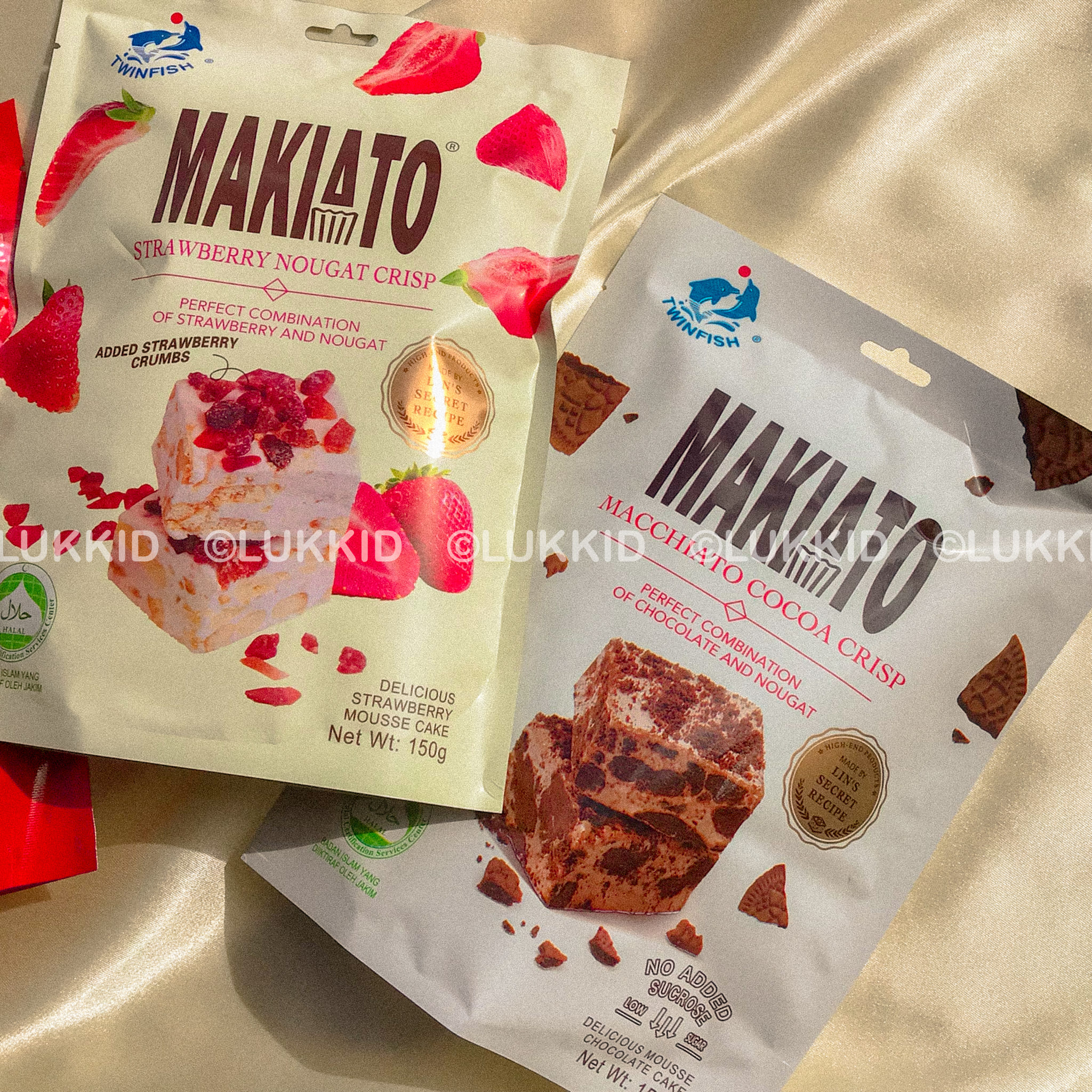 Twinfish/MaiDeHao: Makiato Macchiato Cocoa/Strawberry Crisp นูแก็ต ...