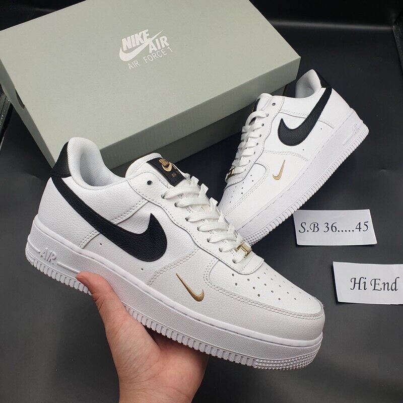 nike air force 1 essential white black gold