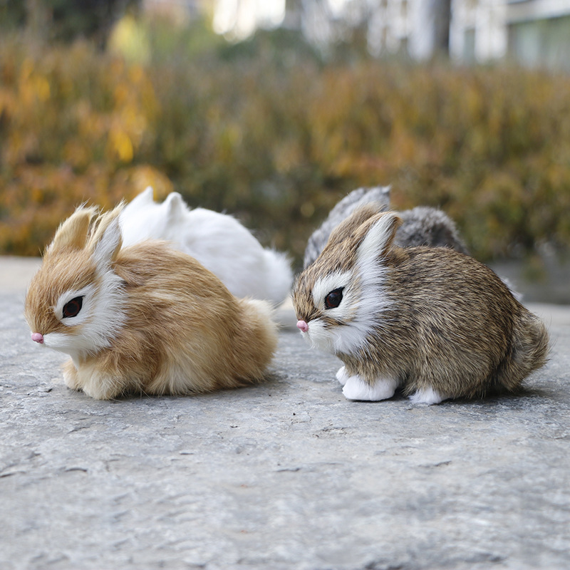 จำลองกระต่ายสัตว์ขนาดเล็กบ้านเครื่องประดับงานฝีมือ หนังสัตว์แบบคงที่