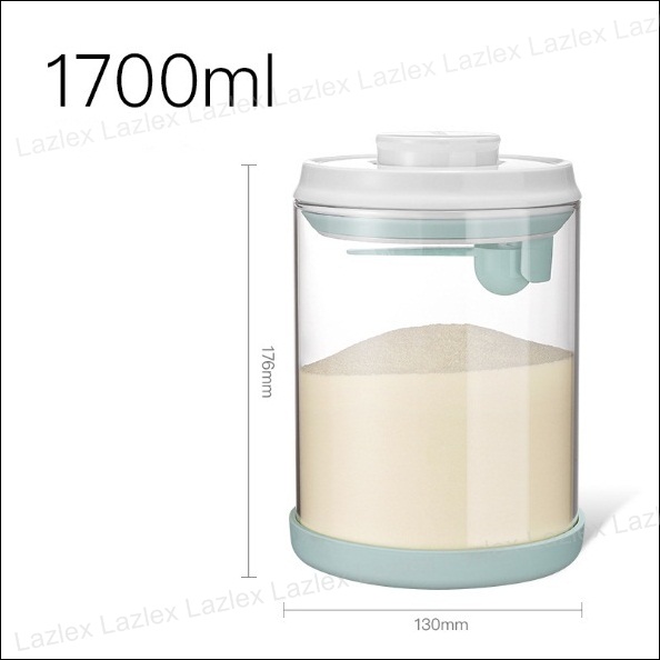 รุ่นใหม่ ! แบบแก้ว กล่องใส่นมผง กล่องสุญญากาศ กล่องเก็บนมผง กล่องอเนกประสงค์ กล่องนมผง 1700มล. Vacuum Storage Glass Box, Milk Powder Glass Box 1.7L