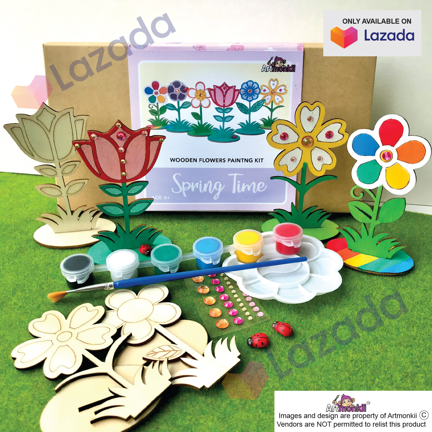 6 X Wooden Flower painting Kit, Kids DIY, Kids crafts, Kids arts and craft, kids craft kit, diy kit kids, crafts for kids, easy craft, kids craft kit, toy, diy for kids, craft kit, craft diy,
