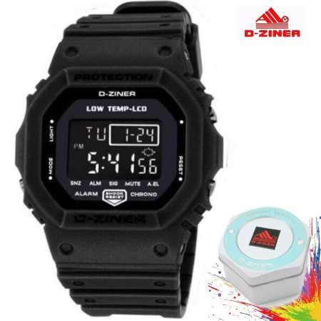 D-ZINER 8200 แถมกล่องแบรนด์ D-ZINER สายRubber สไตล์ G-SHOCK  ระบบดิจิตอล ดูวันที่ ตั้งปลุก จับเวลา กันน้ำได้