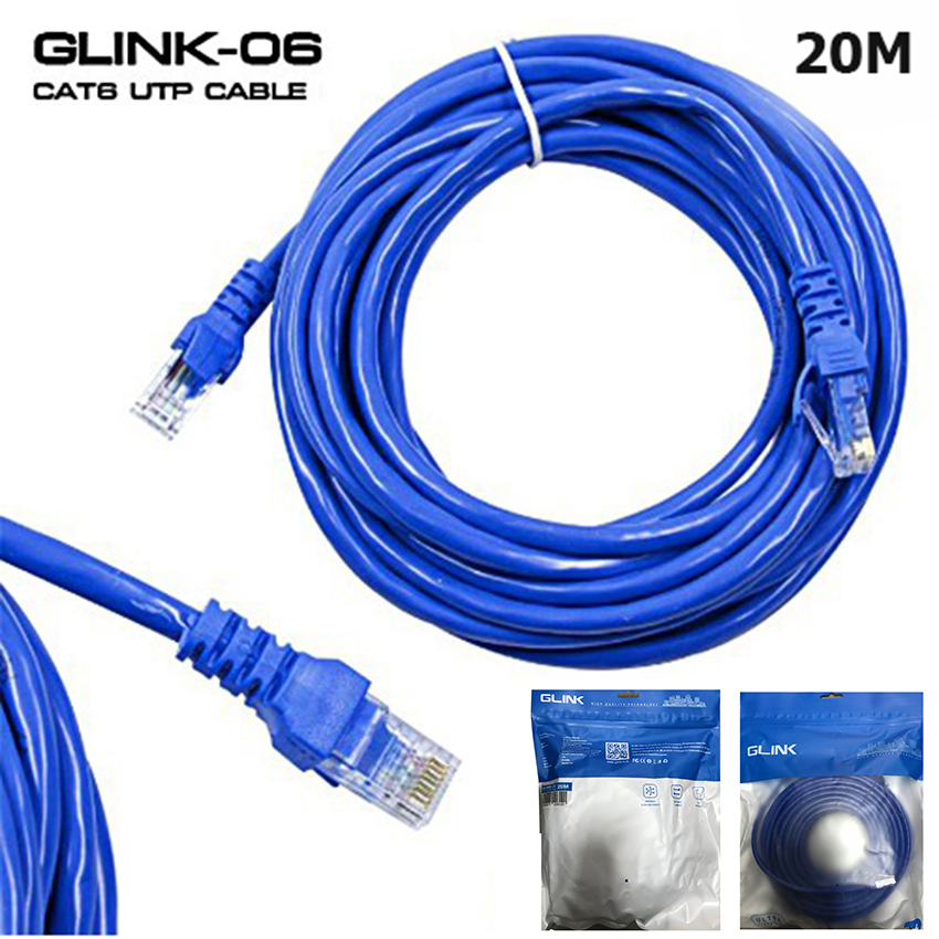 GLink Cable Lan CAT6 สายแลน เข้าหัว สำเร็จรูป 20 เมตร