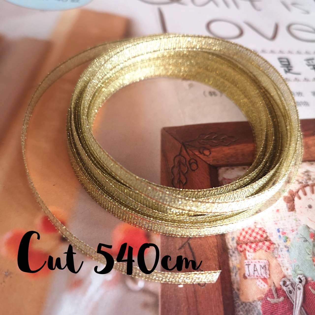 Thin Gold Metallic Ribbon 