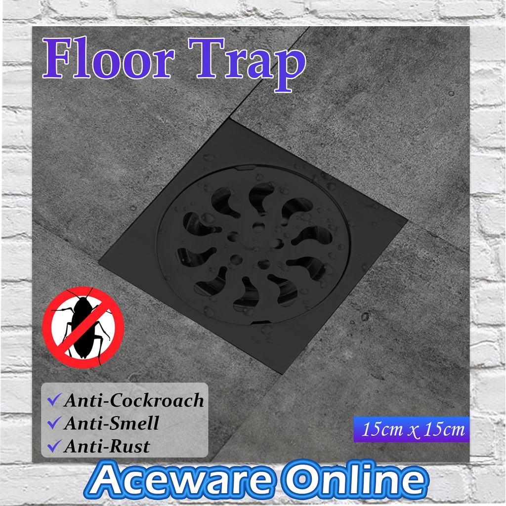 15x15cm Stainless Steel Bathroom Floor Trap Floor Grating Anti Smell Cover Floor Drain Strainer
