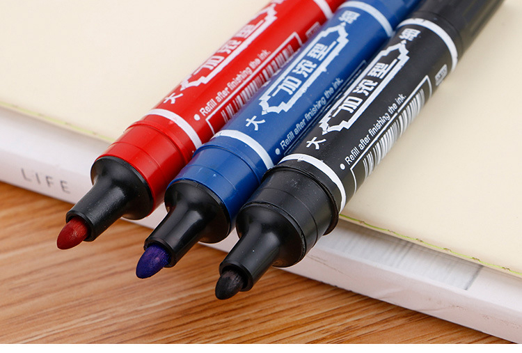 Handy Shop ปากกาเมจิก 2หัว ปากกาเคมี 2 หัว  (สีแดง,สีดำ,สีน้ำเงิน)  Permanent Marker ปากกามาร์คเกอร์ ปากกาเมจิกสีหมึกชัด เขียนติดทน สินค้าคุณภาพดี