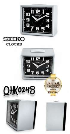 SEIKO นาฬิกาปลุก Quiet Sweep (Snooze) มีไฟ เสียงกริ่ง รุ่น QHK024S - เงิน หน้าปัดดำ (Silver/Black)