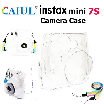 Transparent Crystal Clear Case Cover with neck strap for Fujifilm Instax Mini 7s 7C Camera