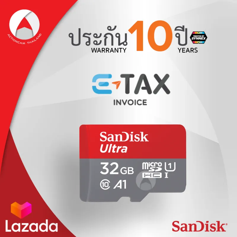 ภาพสินค้าSandisk Ultra microSD Card SDHC ความเร็วอ่าน 120MB/s ความจุ 32GB Class 10 A1 (SDSQUA4-032G-GN6MN) ไม่มีอะแดปเตอร์ เมมโมรี่การ์ด แซนดิส Memory ประกัน Synnex 10 ปี แดงเทา จากร้าน Actioncam Thailand บน Lazada ภาพที่ 7