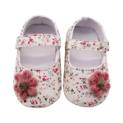 ALV Newborn Baby Girls Flowers Printing Applique Prewalker Soft Sole Single Shoes