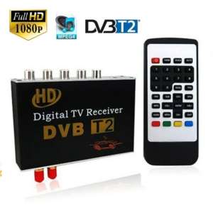 กล่องรับสัญญาณ TV Digital ติดรถยนต รุ่น TV DVB - T2 HD สองเสาสัญญาณ -สีดำ