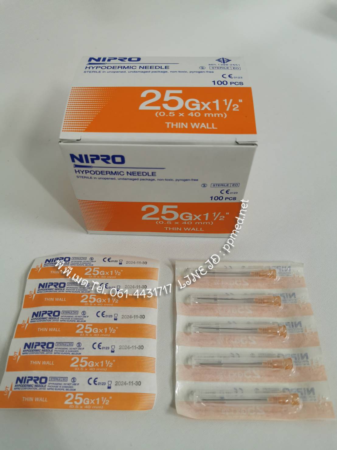 เข็มฉีดยาพลาสติก​ Nipro​ # 25G x 1.5 นิ้ว   บรรจุ :  1 กล่อง (100 อัน)