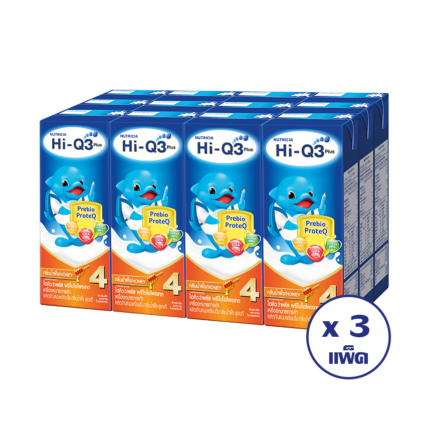 [ขายยกลัง!] HI-Q ไฮคิว นม UHT 3 พลัส รสน้ำผึ้ง180มล แพ็ค 12 (รวม 3 แพ็ค ทั้งหมด 36 กล่อง)