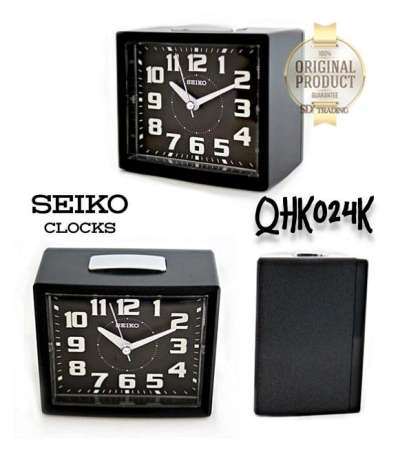 SEIKO นาฬิกาปลุก Quiet Sweep (Snooze) มีไฟ เสียงกริ่ง รุ่น QHK024K - สีดำ (Black)
