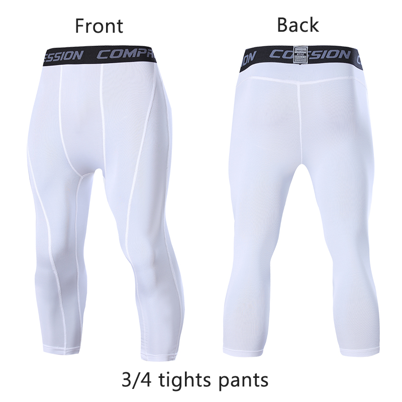 Men's Running Sport Tights Pants Basketball Cropped Compression