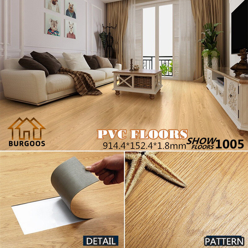 พื้นกระเบื้องยาง  พื้น PVC ขนาด5 ตารางเมตร หนา 1.8 mm. ยาว91.4x15.2 cm  (022)