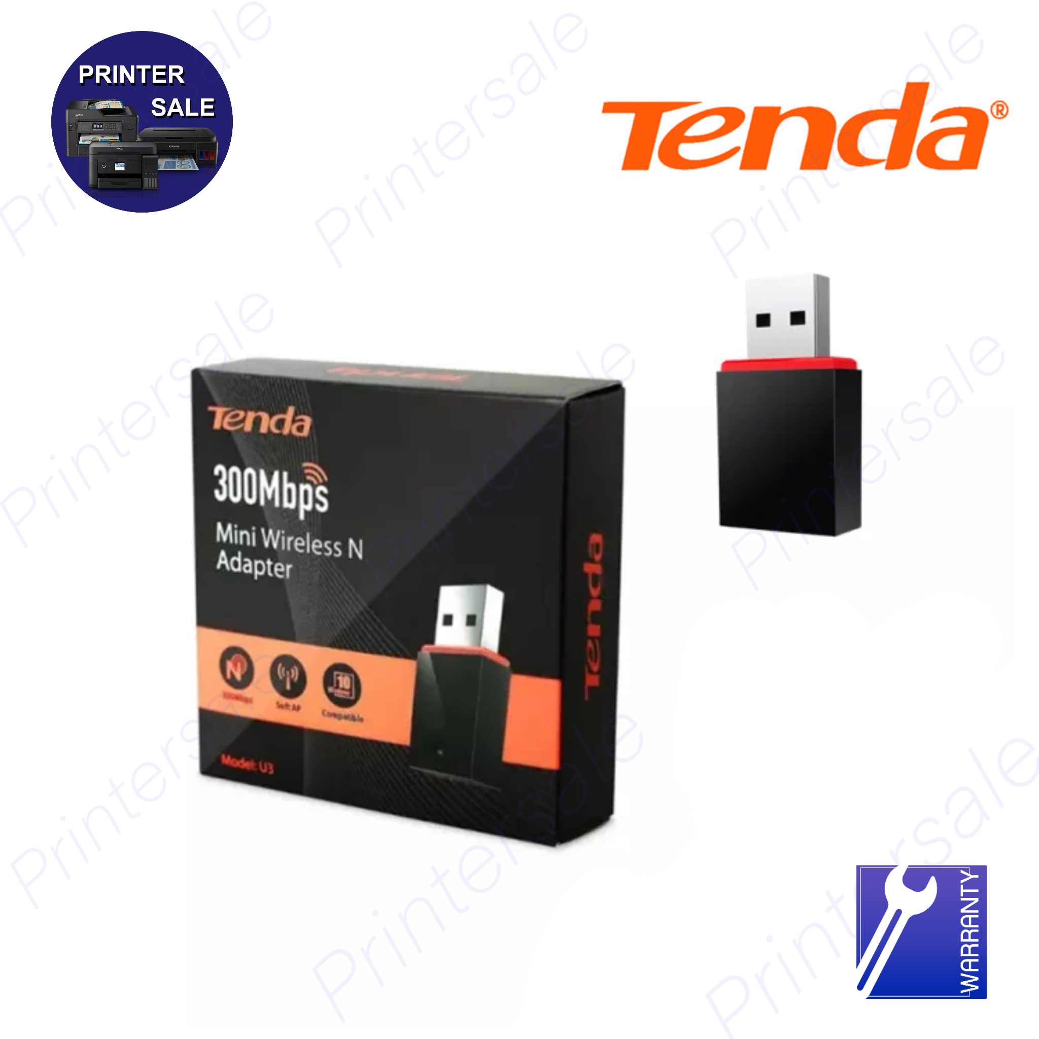 (ประกันศูนย์ไทย 5 ปี) Tenda U3, 300mbps Mini Wireless N Usb Adapter. 