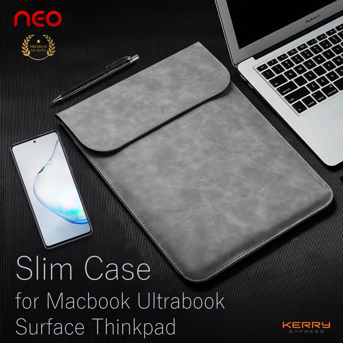 NEO กระเป๋าโน๊ตบุ๊ค กระเป๋าMacbook เคสโน๊ตบุ๊ค เคสแล็ปท็อป ขนาด 12.5, 13.3, 15.6 นิ้ว กระเป๋าคอมพิวเตอร์ เคสหนังใส่MacBook Slim PU Leather Case Cover for MacBook Air/Pro  Laptop 12.5-15.6 inch