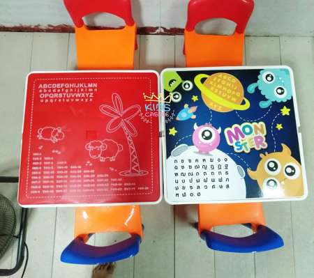 Kids castle โต๊ะตัวต่อบล็อคตัวต่อเสริมพัฒนาการ 2in1 + เก้าอี้ 2 ตัว