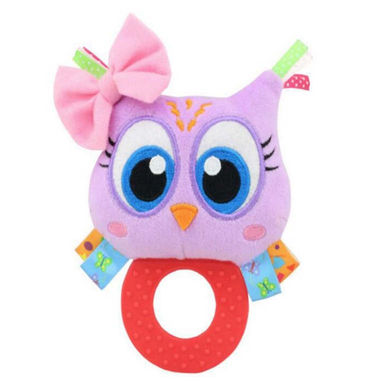 ยางกัดรูปสัตว์น่ารักของเล่นสั่นสะเทือน   Multi-function Ball-Shaped Rattle Newborn Toy with Teether สี นกฮูก (Owl) สี นกฮูก (Owl)