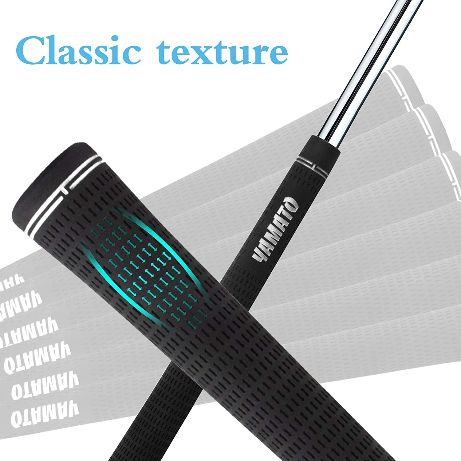 Yamato Black Nature Rubber Golf Grips Set Packed with 13 Piece Mid Size Golf Club Grips MixASale
