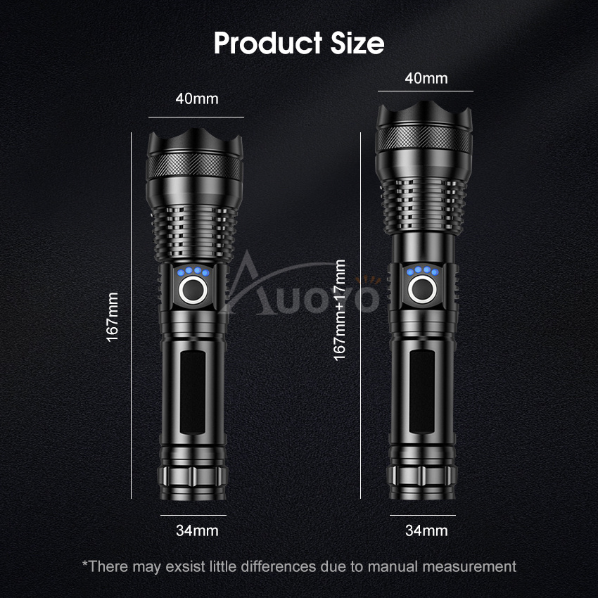 Auoyo Imitate P50 Strong Light Portable Multi-function Flashlight Remote Display Charging Waterproof Outdoor Flashlight Camping Outdoor Lamp Outdoor Waterproof Torchlight