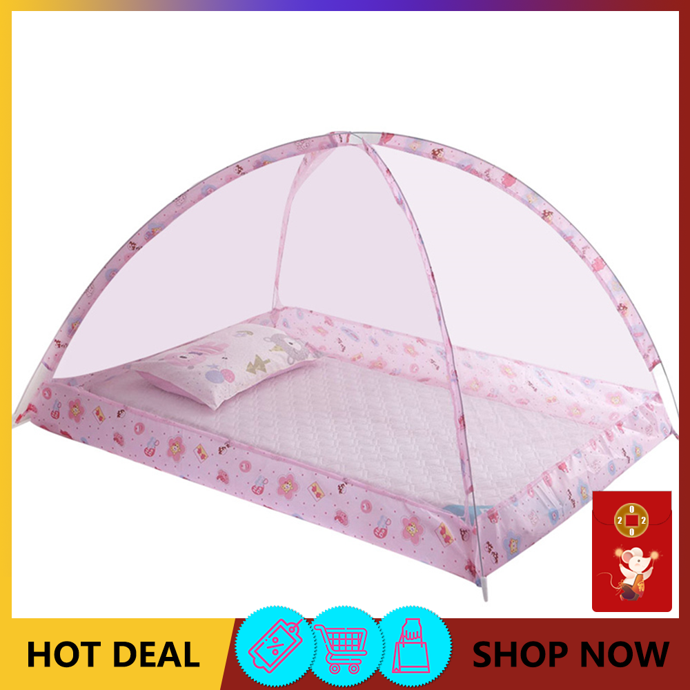 Fancytoy Foldable Baby Bed Portable Folding Crib Mosquito Net Safe Mesh