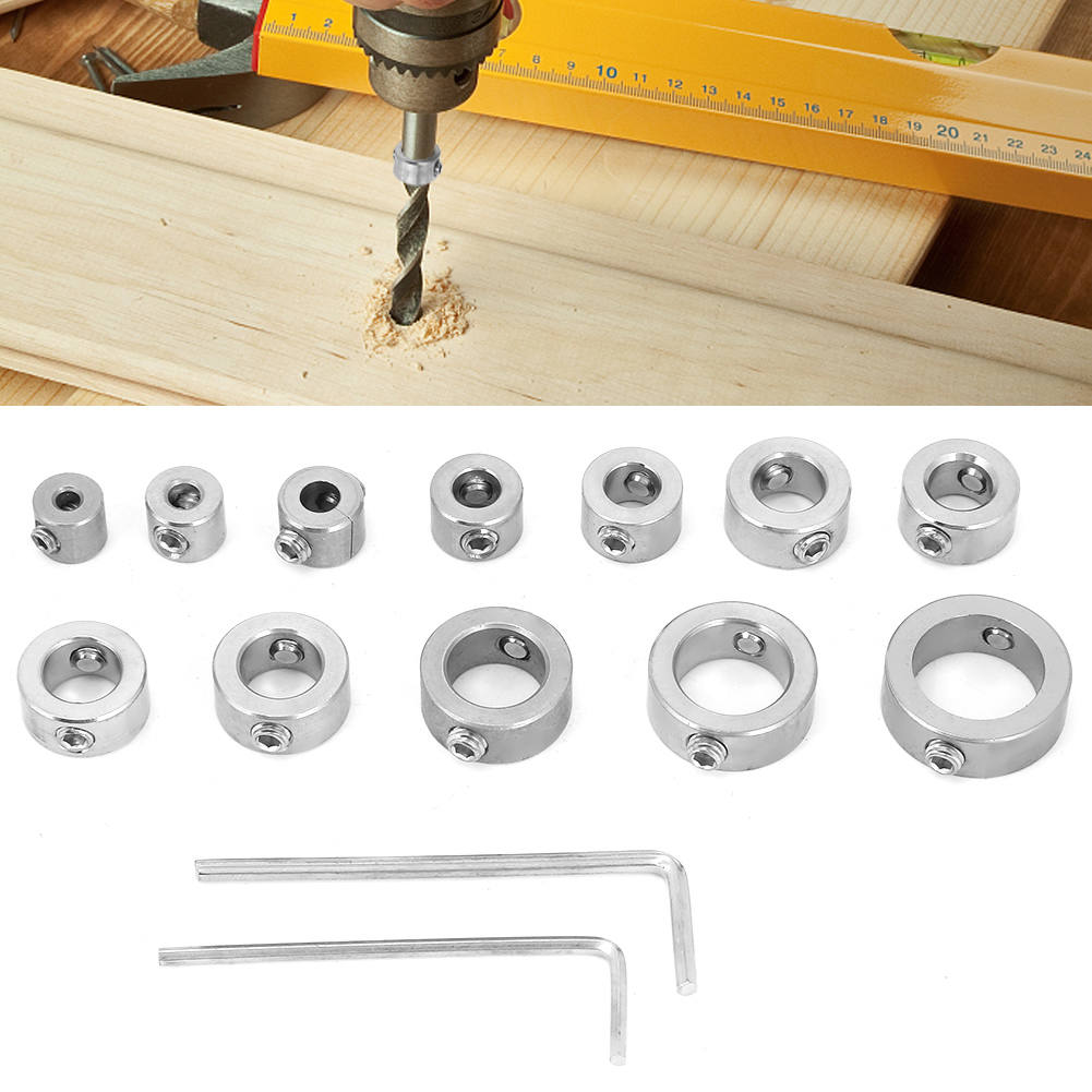 16pcs Drill Stop Collars Kit - Adjustable Depth Limit Rings For Drill Bits, Carbon Steel, Fits 3mm To 16mm Bits For Wood & Wall Drilling - View #8