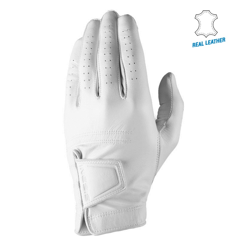 Men golf tour glove right handed -  100% Leather -  White