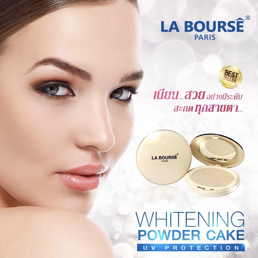 La Bourse Paris Whitening Powder Cake UV Protection With Ginseng Extract + Vitamin E & C (Refill) 15g ลาบูส แป้งผสมครีมรองพื้น คุมความมัน ให้ผิวหน้าเนียนตลอดวัน  ชื่อสี 04 ผิวขาวมาก ขาวสว่าง