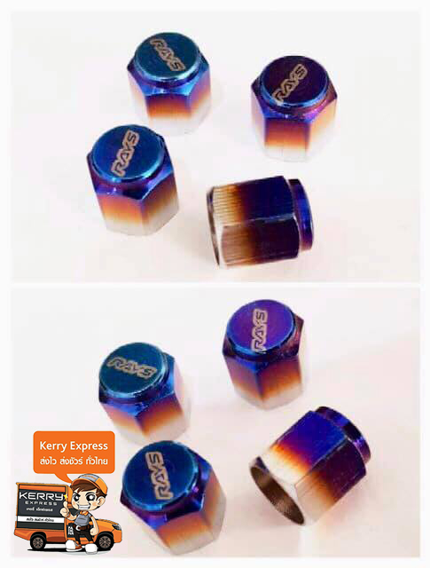 ⚡️ฝาจุกลม จุ๊บลม จุกปิดลม RAYS สีไทเท ลาย Rays 1ชุดได้4ชิ้น