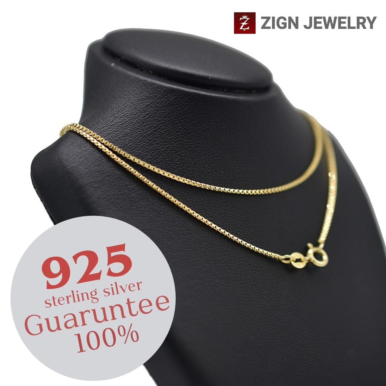 Zign Jewelry สร้อยคอเงินแท้ (ITALY 925) ลายบ๊อกเชนรุ่นใหญ่NSY0002ของแท้100%มีบัตรรับประกัน
