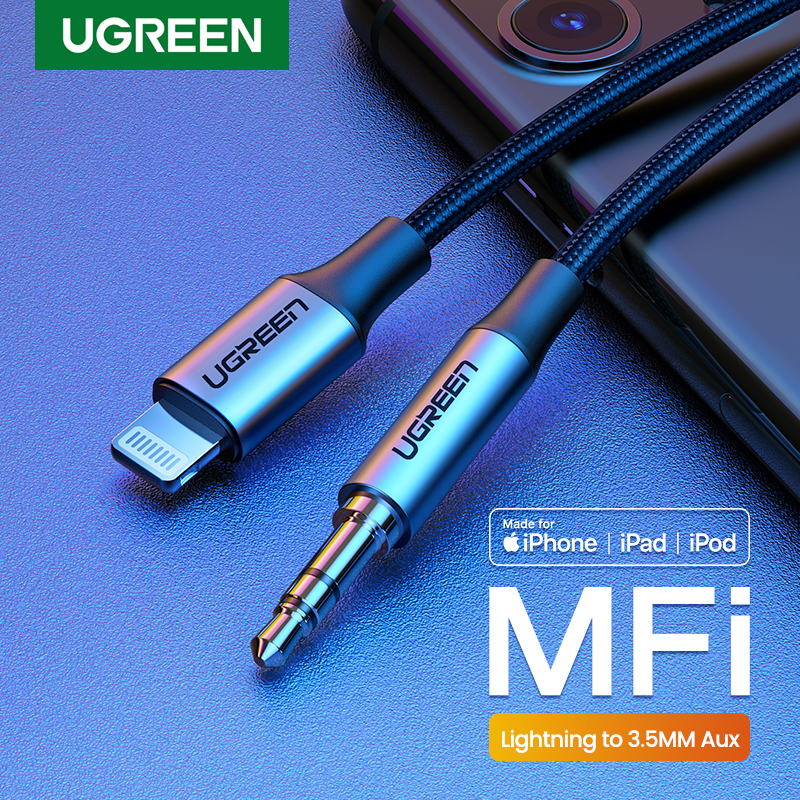 【Certified by Apple】UGREEN 1m Audio Cable Adapter MFI Lightning to 3.5mm for iPhone 12 12 pro,iPhone SE2/11 pro max/7Plus/8Plus/XR/XS/X/XS MAX/11 Pro/11