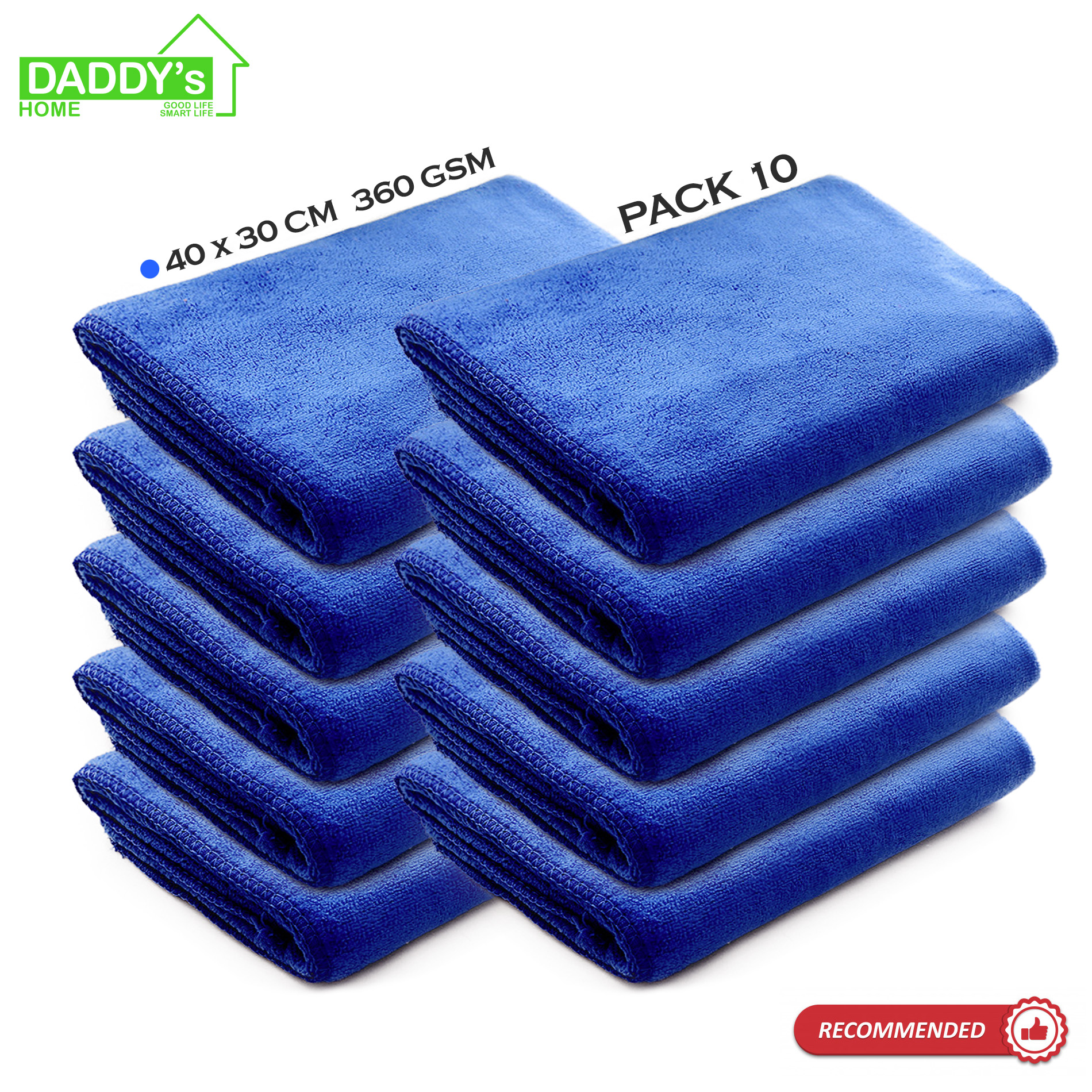 ผ้าไมโครไฟเบอร์ 10 ผืน  Microfiber หนา 360 กรัม ขนาด 40 x 30 cm. ผ้าเช็ดรถ ผ้าล้างรถ ผ้าเช็ดทำความสะอาด ผ้าเอนกประสงค์