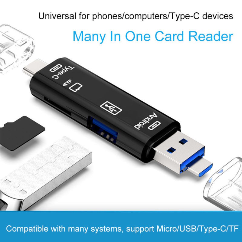 Type C / USB / Micro USB SD TF Memory Card Reader OTG Adapter 5 in 1 USB 3.0