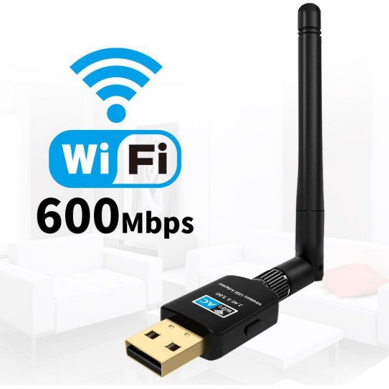 2.4G/5.8G USB WiFi Adapter WiFi Receiver 600Mpbs Wireless Network Card WiFi Dongle for Desktop Computer Laptop